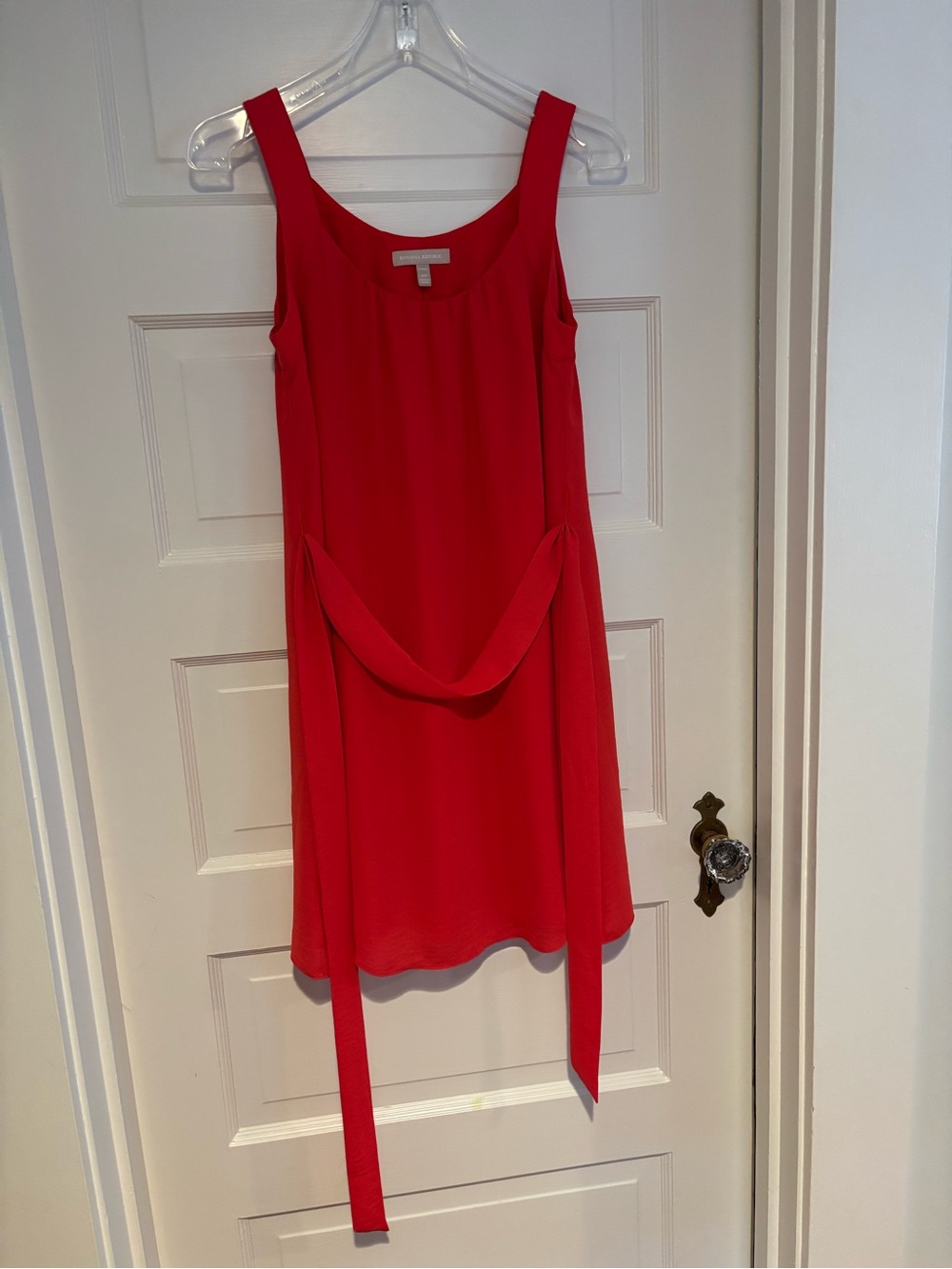 Banana Republic Red Sleeveless Mini Dress with Waist Tie
